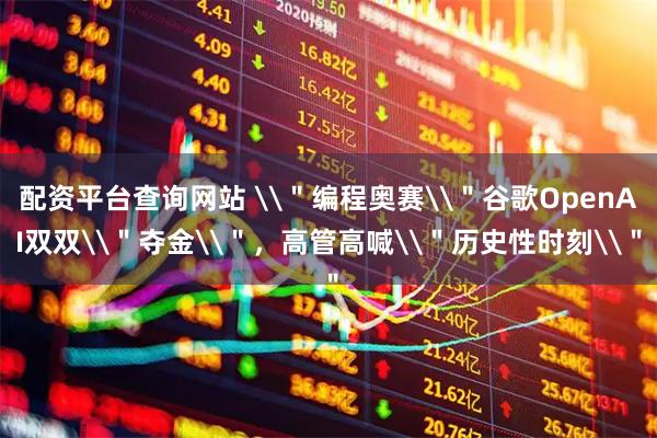 配资平台查询网站 \＂编程奥赛\＂谷歌OpenAI双双\＂夺金\＂，高管高喊\＂历史性时刻\＂
